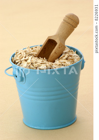some organic porridge in a blue bucket some organic porridge in a blue bucket 8226931