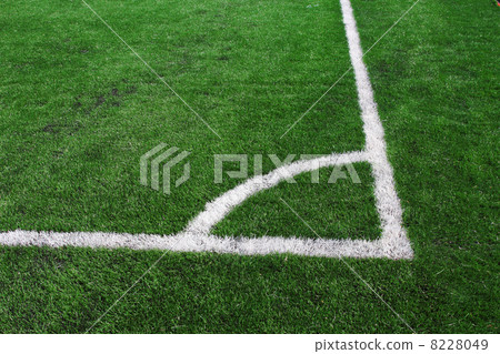 Soccer green field artificial grass with white lines 8228049