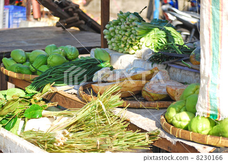 Vegetable Market Ingredients Organic vegetables Family gardening Organic food education agricultural products Seasonal vegetable shop vegetable food material Food health Nature service sale open-air stalls blue sky market Southeast Asia Tropical South Country Pasar · Badun 8230166