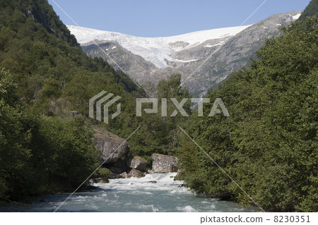 River and Buarbreen glacier (Folgefonna National Park, Norway) 8230351