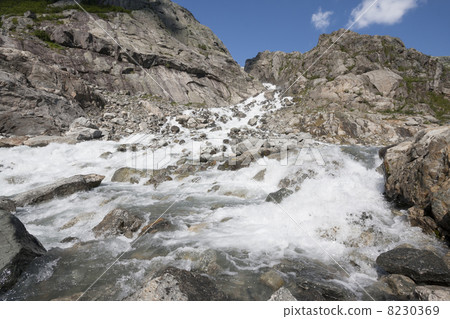 Waterfall near Buarbreen glacier (Folgefonna National Park, Norw 8230369