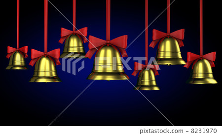 A lot of Christmas bells with red ribbons A lot of Christmas bells with red ribbons 8231970