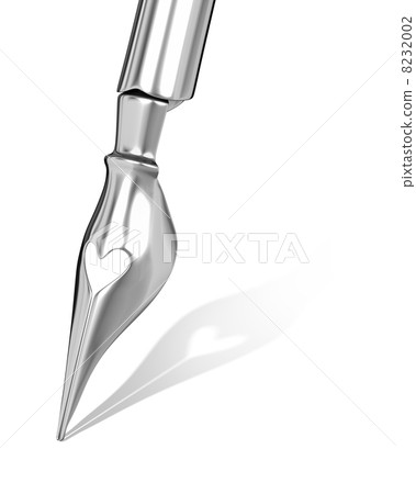 Metal ink pen nib with a heart shaped hole 8232002