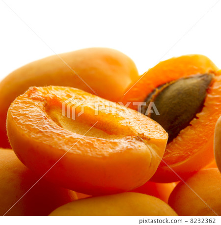 Ripe apricots on white background 8232362
