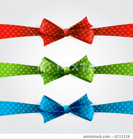 Red polka dot bow and ribbon - Stock Illustration [8233126] - PIXTA