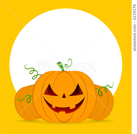 Halloween pumpkins on orange background 8234176