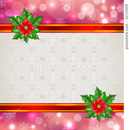 Christmas elegant card with flower poinsettia Christmas elegant card with flower poinsettia 8235009