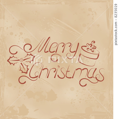 Calligraphic Christmas lettering, grunge background Calligraphic Christmas lettering, grunge background 8235019
