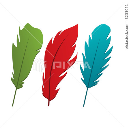 Red Feathers Isolated On White Background Stock Photo, Picture and