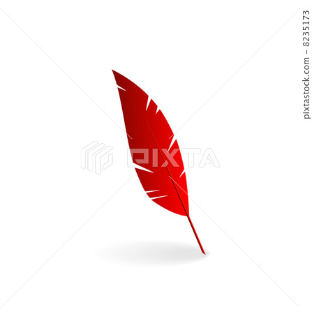 Red Feathers Isolated On White Background Stock Photo, Picture and