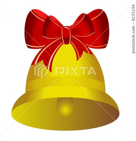 Golden christmas bell with red bow - Stock Illustration [8235244] - PIXTA