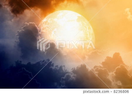 Dramatic sky with glowing planet 8236806