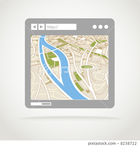Modern web browser window with abstract city map 8238722