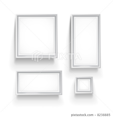 Empty picture frames collection isolated on white 8238885