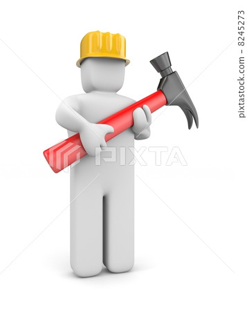 The builder holds a hammer 8245273