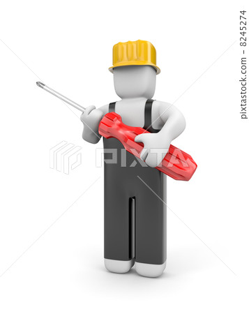 Worker with screwdriver Worker with screwdriver 8245274