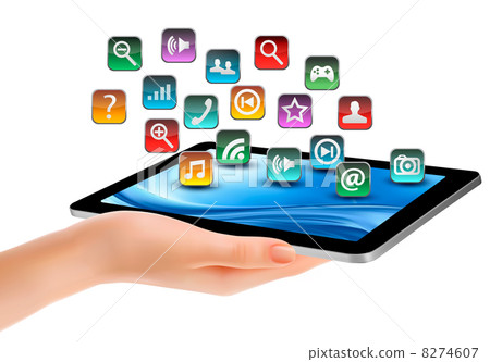 Colorful application icons in a tablet. Vector Colorful application icons in a tablet. Vector 8274607