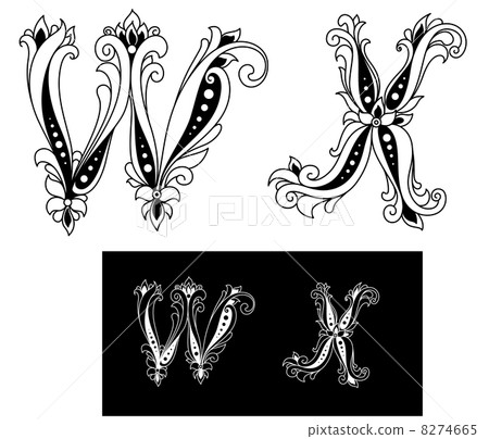 Title retro letters W and X 8274665