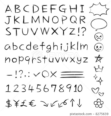 Handwritten alphabet pencil, pen style set 8275639