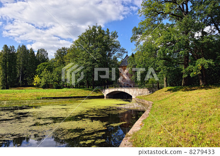 Summer landscape of the Pavlovsk garden, Pil-Tower pavilion. 8279433