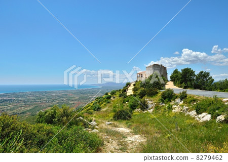 landscape with monastery and mountains in Spain. landscape with monastery and mountains in Spain. 8279462