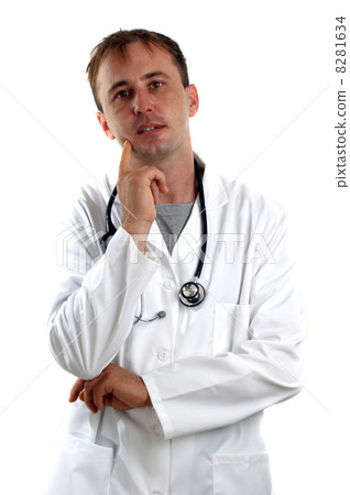 gesticulating medical staff with stethoscope in a conversation gesticulating medical staff with stethoscope in a conversation 8281634