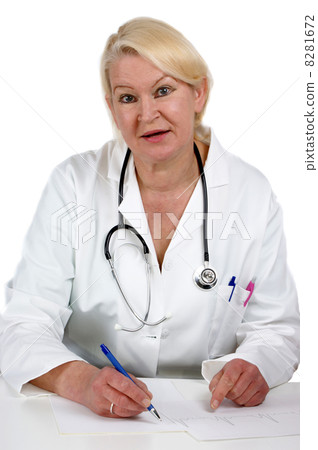 medical assistant points to an ecg chart 8281672