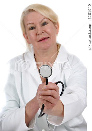 medical staff with a focus on stethoscope medical staff with a focus on stethoscope 8281940