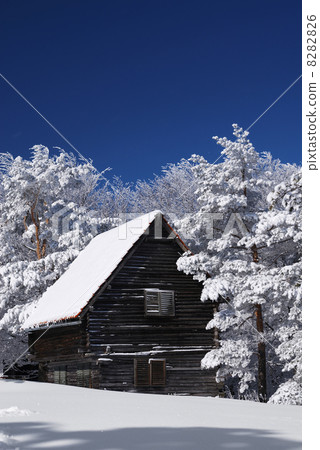 Mountain house in snow 8282826