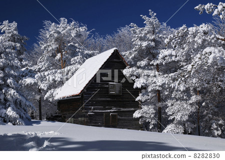 Mountain house in snow 8282830