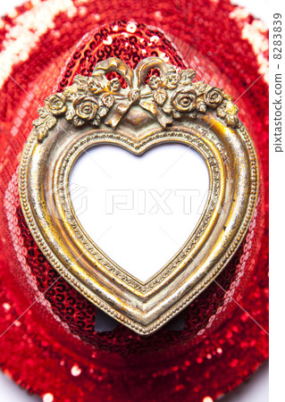 Heart Picture Frame On Red Background 8283839
