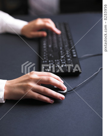Business Woman Typing on Computer Keyboard 8283956