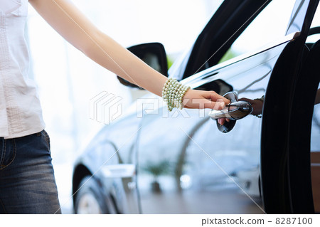 Young lady at car salon 8287100