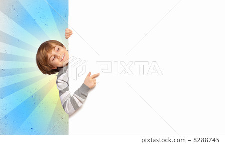 Boy with a blank billboard 8288745