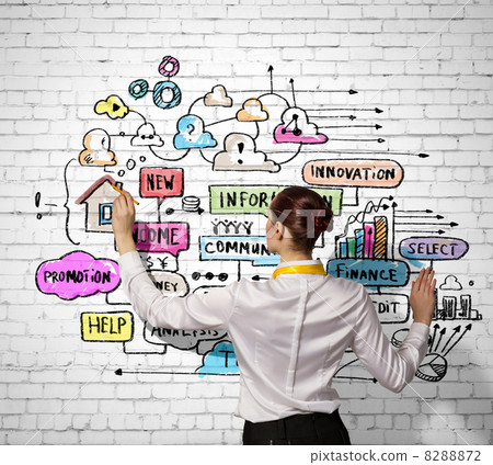 Businesswoman drawing on wall 8288872