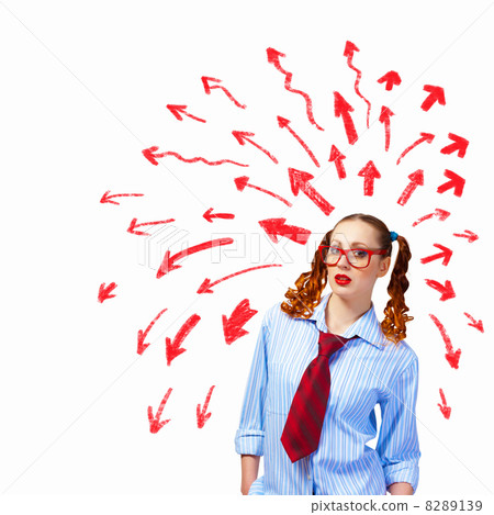 Funny girl in red glasses Funny girl in red glasses 8289139