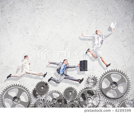Business people and mechanism elements Business people and mechanism elements 8289399