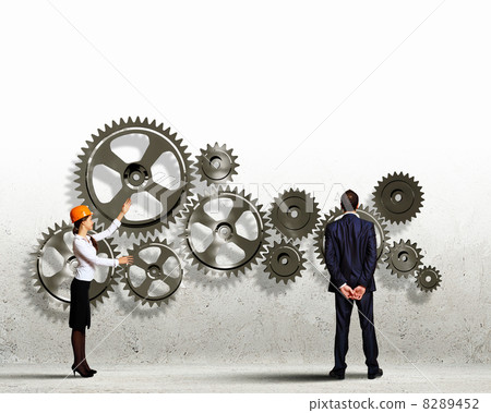 Business people and mechanism elements Business people and mechanism elements 8289452