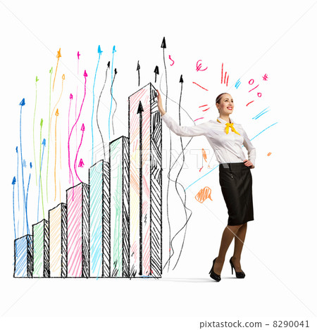 Businesswoman leaning on bars Businesswoman leaning on bars 8290041
