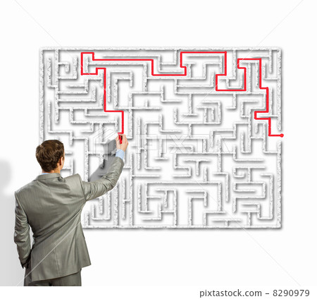 Businessman solving labyrinth problem Businessman solving labyrinth problem 8290979