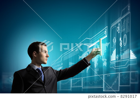 Businessman and media screen Businessman and media screen 8291017