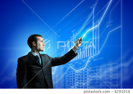 Businessman and media screen Businessman and media screen 8291018