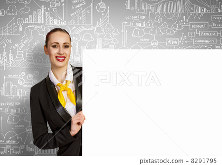 Businesswoman with blank banner Businesswoman with blank banner 8291795