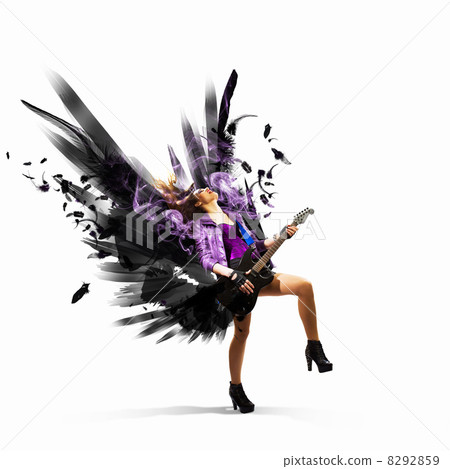Rock passionate girl with black wings 8292859