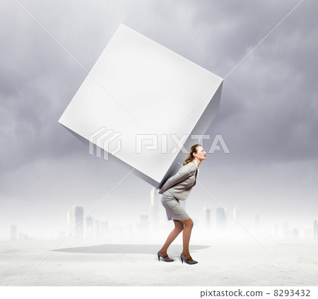 Businesswoman carrying cube 8293432