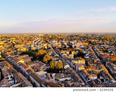 Cremona, view from cathedral tower, Lombardy, Italy 8294426