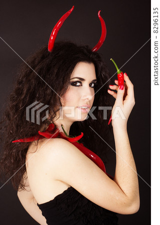 girl with hot red cayenne 8296135