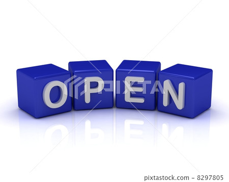 OPEN word on blue cubes OPEN word on blue cubes 8297805
