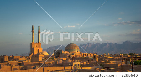 Sunset over ancient city of Yazd, Iran 8299640