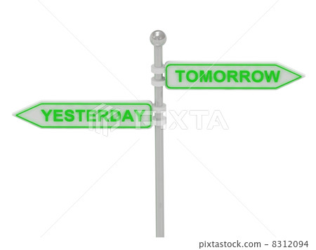 Signs with "YESTERDAY" and "TOMORROW" 8312094